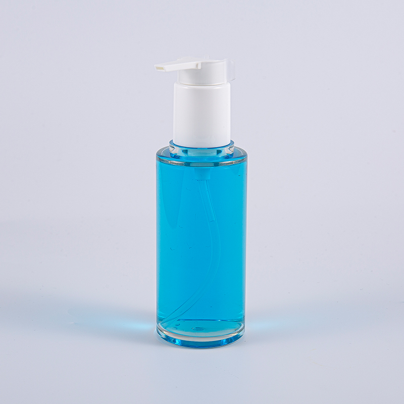 Prozirna PETG okrugla bočica losiona od 100 ml s bijelom plastičnom pumpicom Prozirna PETG okrugla bočica losiona od 100 ml s bijelom plastičnom pumpicom