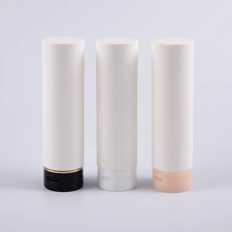 Bijela soft touch okrugla preokrenuta bočica od 180 ml PE regeneratora za kosu s čepom na zavrtanj