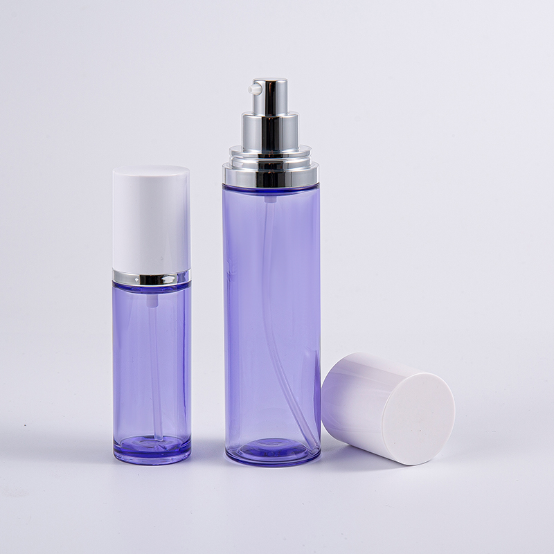 Ljubičasta okrugla bočica losiona za serum od 100 ml s aluminijskom pumpicom